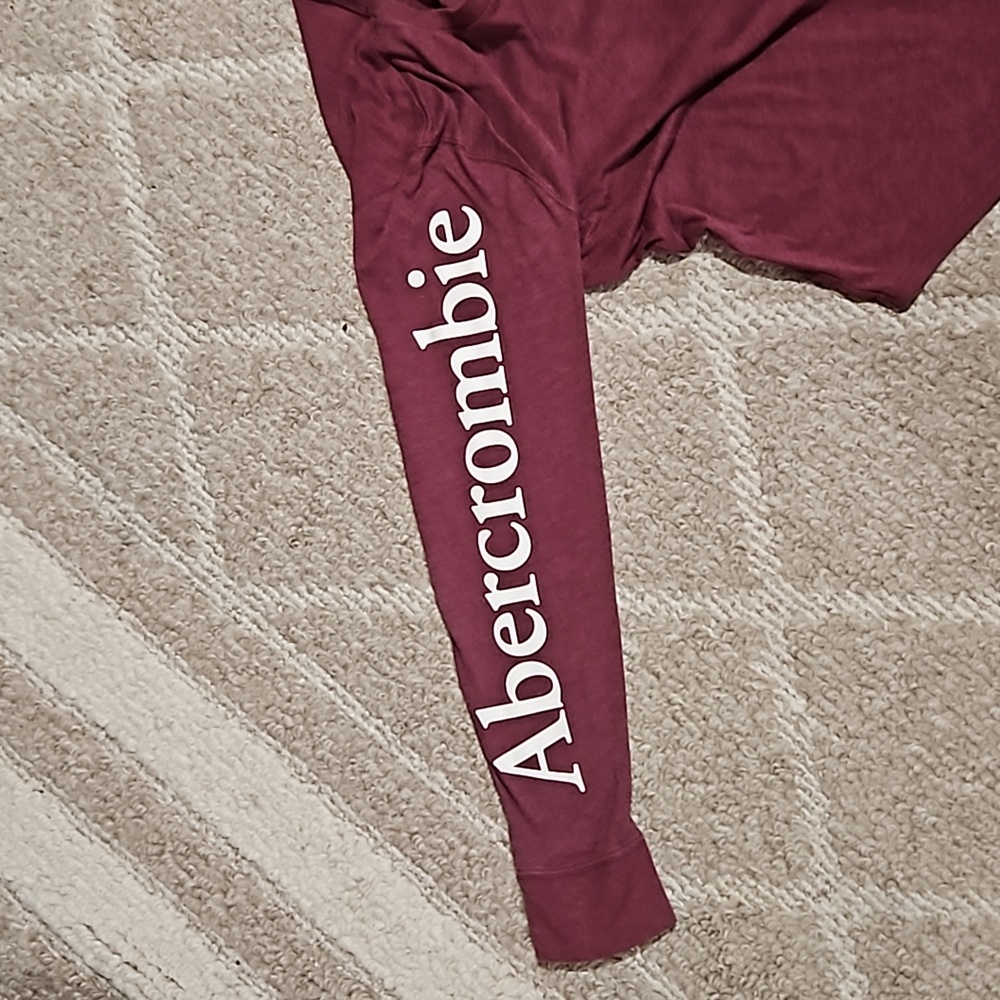 Abercrombie & Fitch Logo Long-sleeve Woman's Shirt | Burgundy - Picture 5 of 10